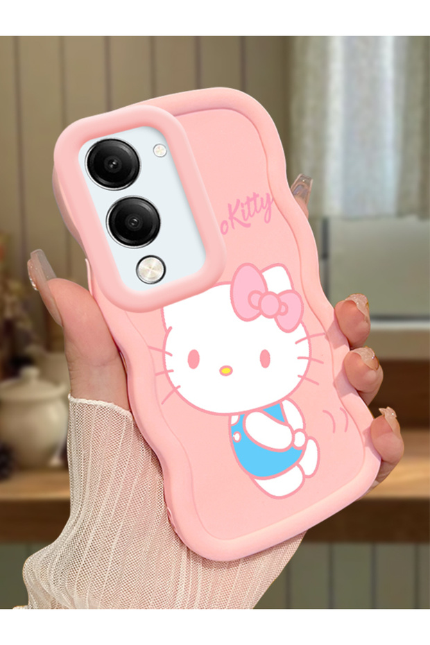 Vivo Y19S Compatible Case Camera Protector Pink Silicone Couple Phone Case Kitty Pattern
