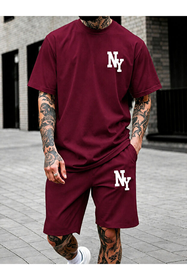 Men's Oversize Printed Shorts Set Casual and Sporty Style