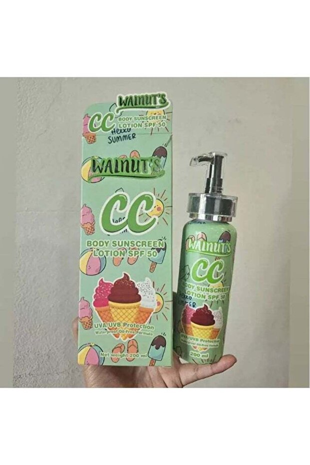 Walnut CC Body Sunscreen Lotion SPF50 - Tone-Up Sun Protection 200ml