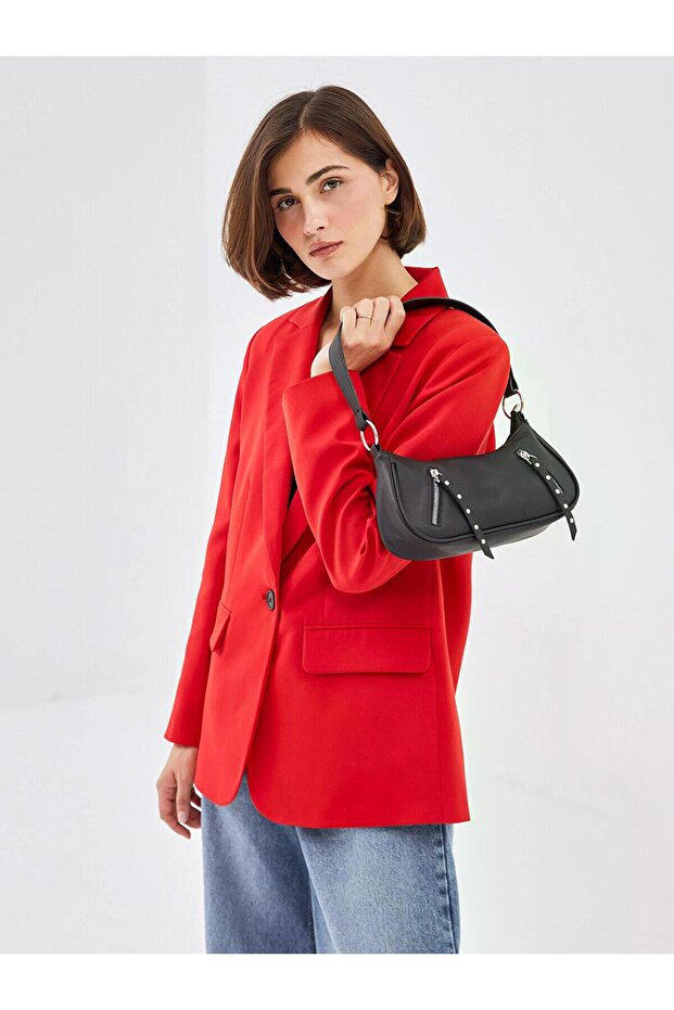Lcw Accessories Black Leather Look Women's Baguette Bag