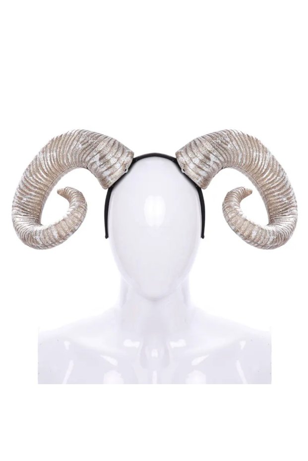 WHITE Halloween Headwear Prop Anime Sheep Horn Handmade Sheep Horn Headband Hairband Accessory Demon