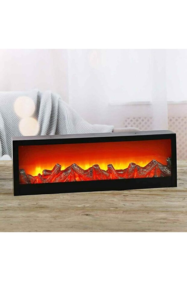 World LED Fireplace Lantern with Realistic Flame Effect – Built-in Recessed Decorative Electric Fireplace with Log Set, Ambient Flame Light, No Heating Function