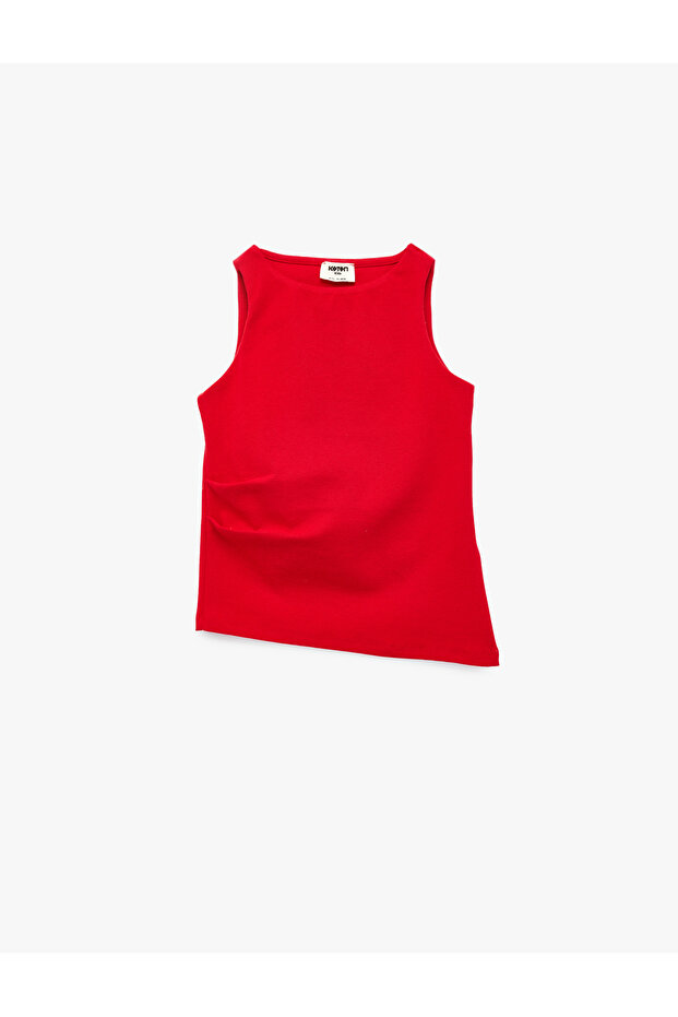 Cotton Asymmetrical Cut Boat Neck Sleeveless Undershirt