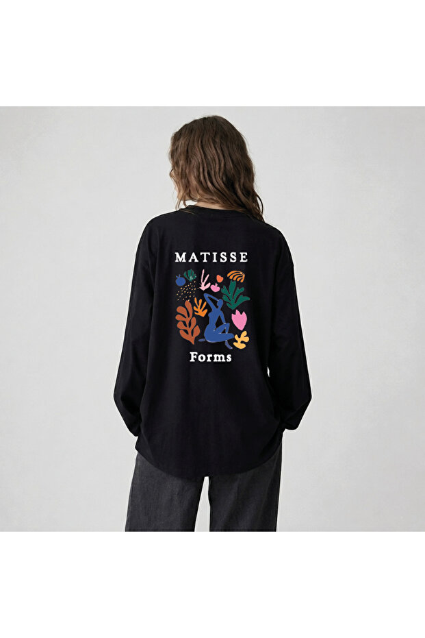 Nubarco Matisse Design Custom Patterned Premium Unisex Cotton Long Sleeve T-Shirt
