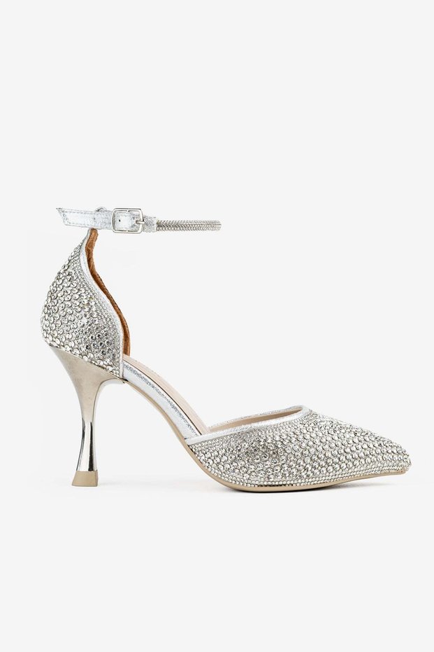 Women's Silver Heeled Stiletto Evening Dress Shoes – Wedding & Event