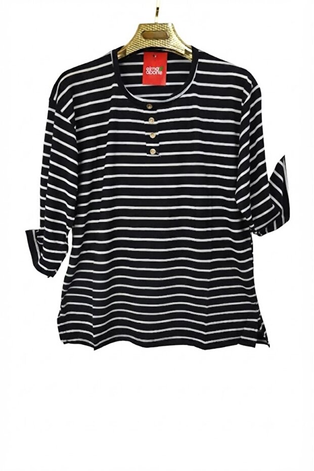 Plus Size Capri Sleeve Combed Cotton Blouse