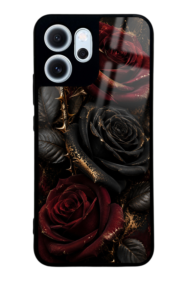 Oppo Reno 14F Obsidian Crimson Rose Design Glossy Phone Case