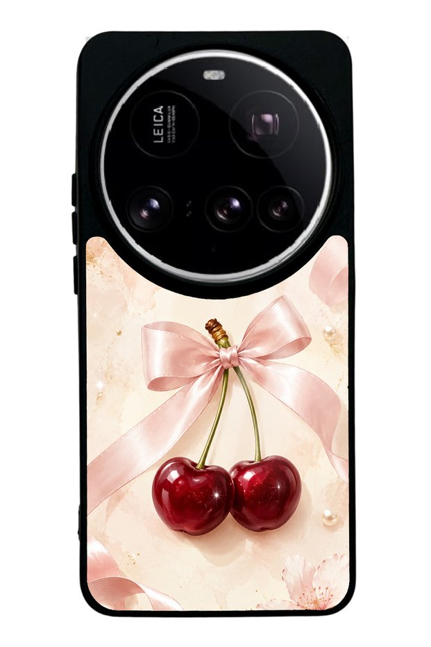 Xiaomi 15Ultra Glossy Phone Case with Cherry Pearl Ribbon Design