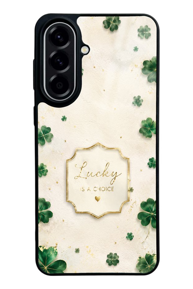 Samsung A57 Ivory Lucky Clover Design Glossy Phone Case