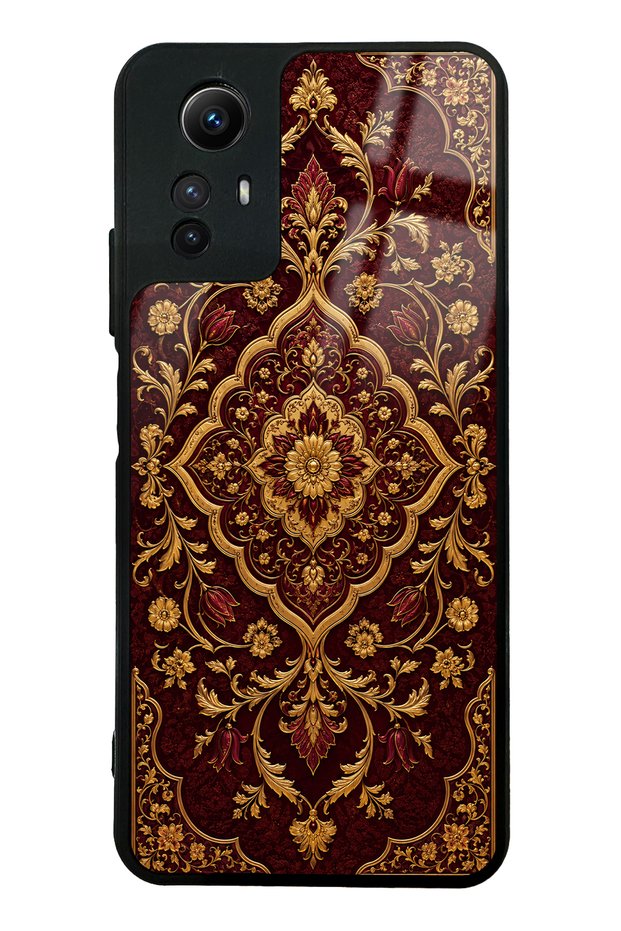 Xiaomi Redmi Note 12S Burgundy Ottoman Gold Design Glossy Phone Case