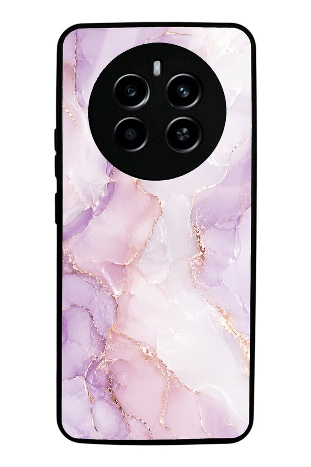 Realme 12 Lavender Rose Marble Design Glossy Phone Case