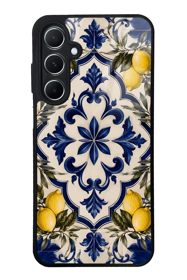 Samsung A55 Royal Lemon Mosaic Design Glossy Phone Case