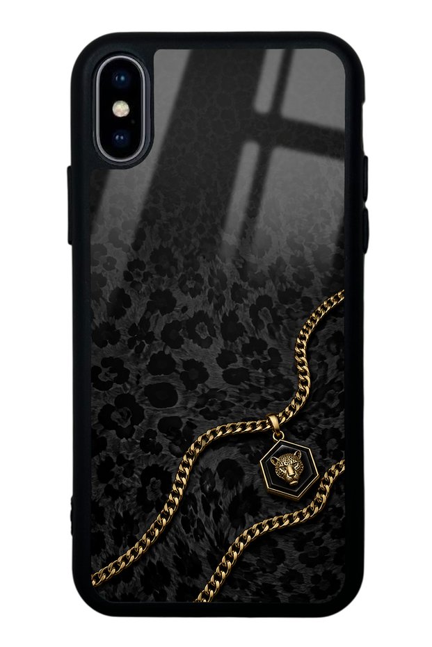iPhone XS Max Black Panther Gold Design Glossy Phone Case