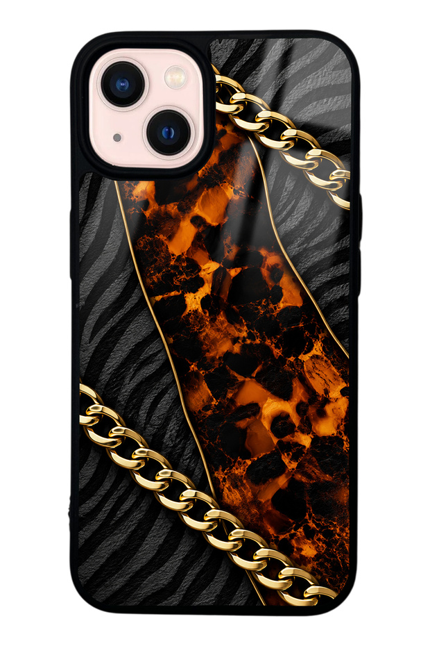 iPhone 13 Golden Eclipse Design Glossy Phone Case