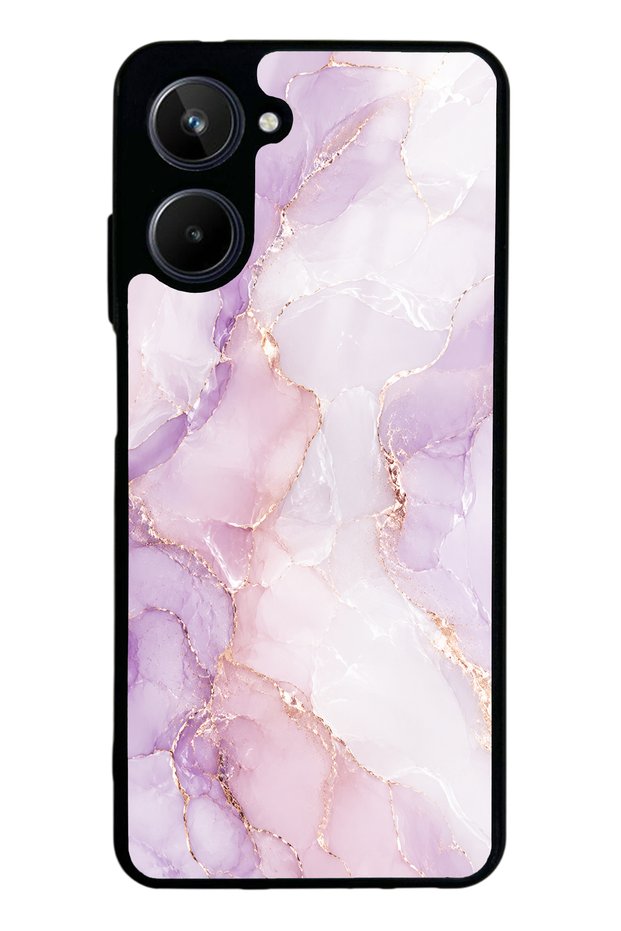 Realme 10 Glossy Phone Case with Lavender Rose Marble Design