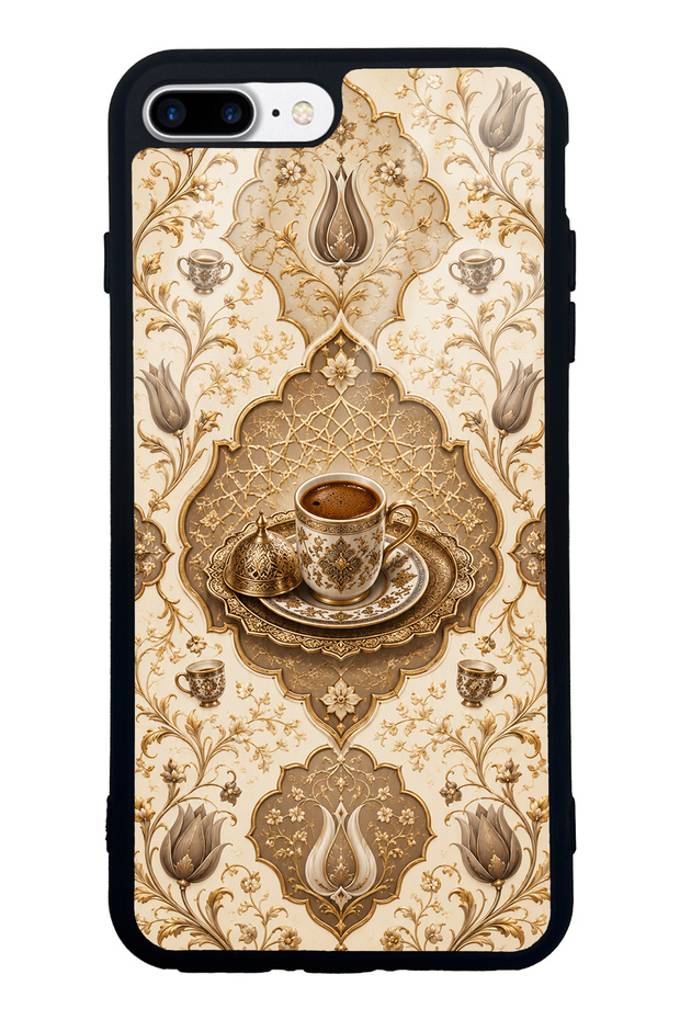 iPhone 7 Plus Ivory Ottoman Coffee Design Glossy Phone Case