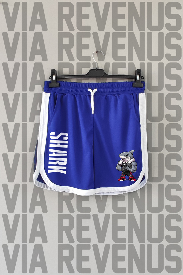 Fitness Shark Printed Unisex Retro Varsity Sports Training Shorts