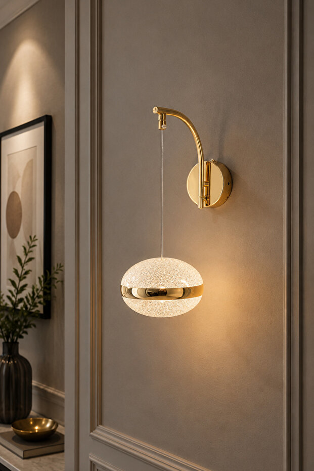 يونكا بتصميم عصري لون ذهبي - إضاءة نهارية - حمام LED - مطبخ - غرفة معيشة - شمعدان حائط LED