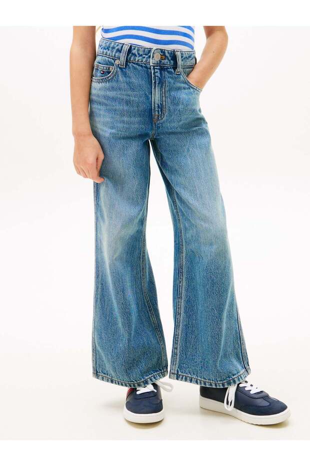 Girl's mabel wide leg denim pants blue