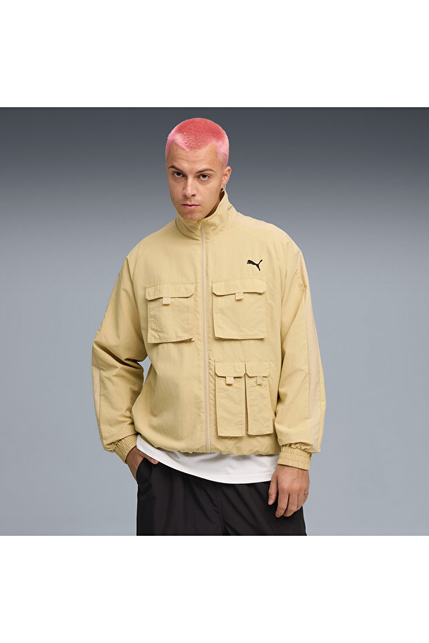 T7 Cargo Relaxed Track Men's Cream Jacket