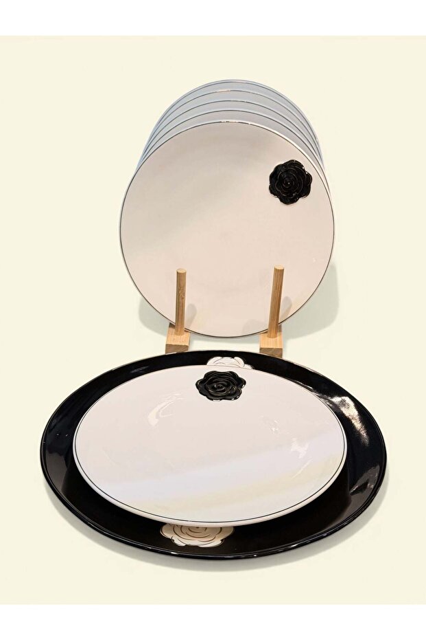 7-Piece Porcelain Rosaria Cake Set White