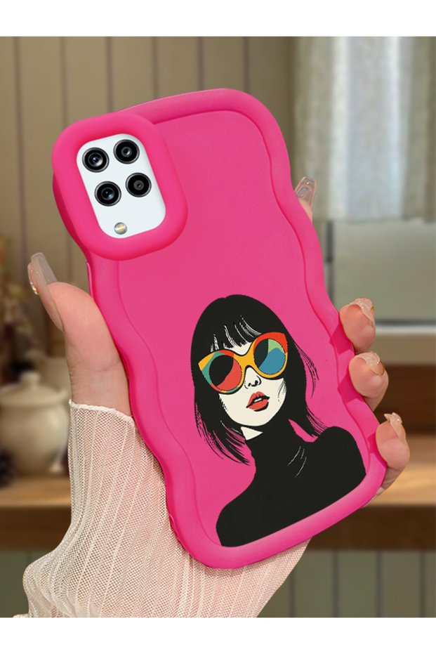 Samsung Galaxy A12 Compatible Case Camera Protector Red Silicone Couple Phone Case Girl Pattern