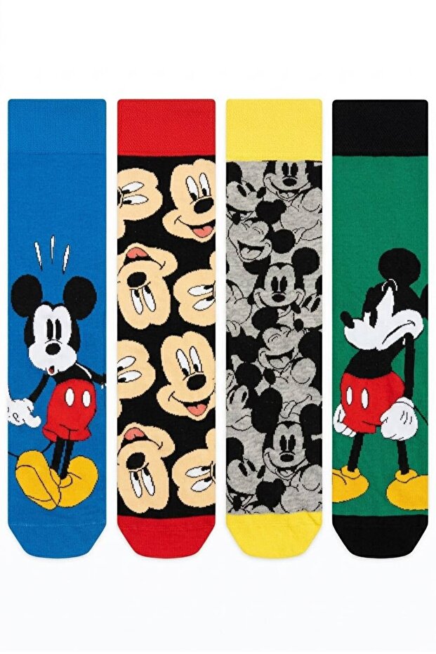 Licensed Mickey Mouse Men's Socks 4-Pack Adult Cotton Socks Daily Socks Gift Socks Mc19523