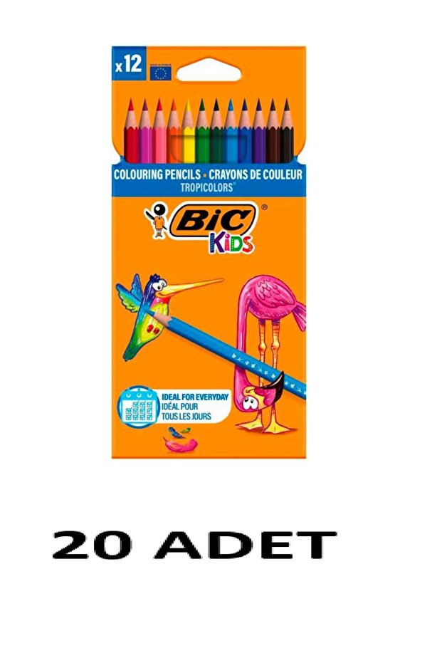 20 Pieces Tropicolors Dry Crayons 12 Colors