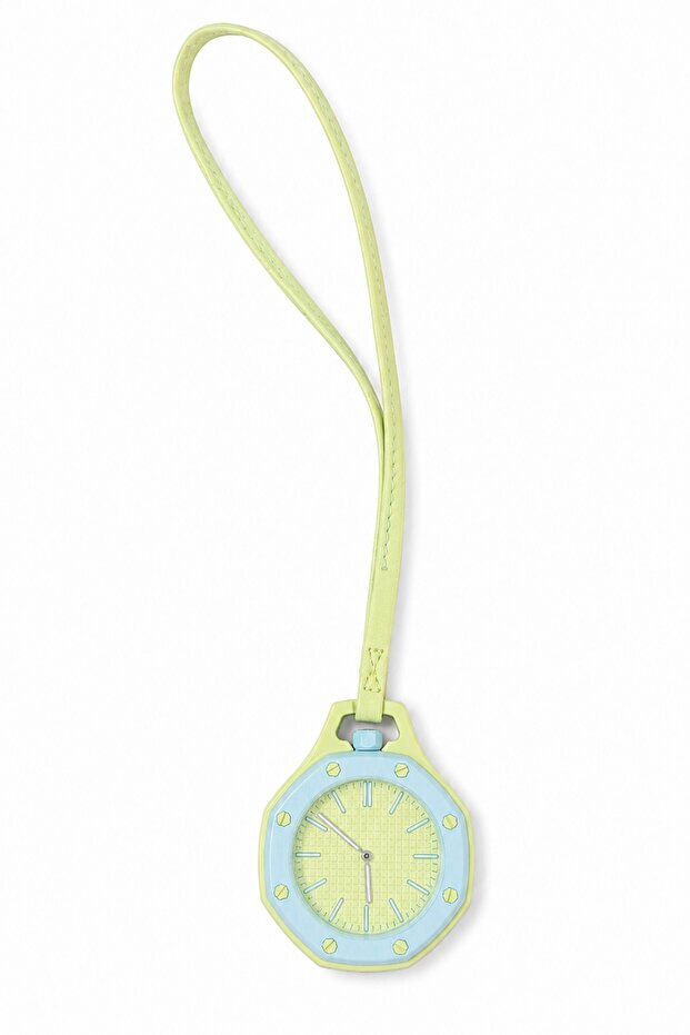 Mint Green/Blue Shk4009 Pop Bag Charm,With Watch Strap,Octagon Design,Unisex,Boxed,Wristwatch and Bell