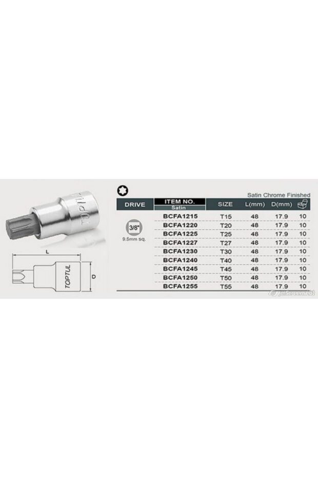 Socket wrench star bit 3/8 T30