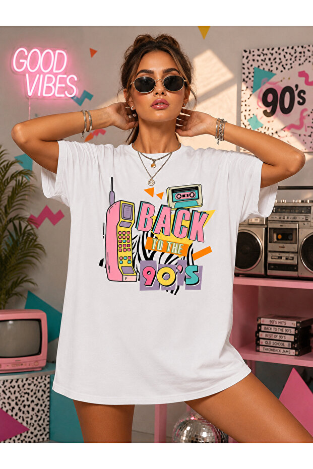 Back to the 90's Retro Graphic Printed Oversize Unisex Premium T-Shirt