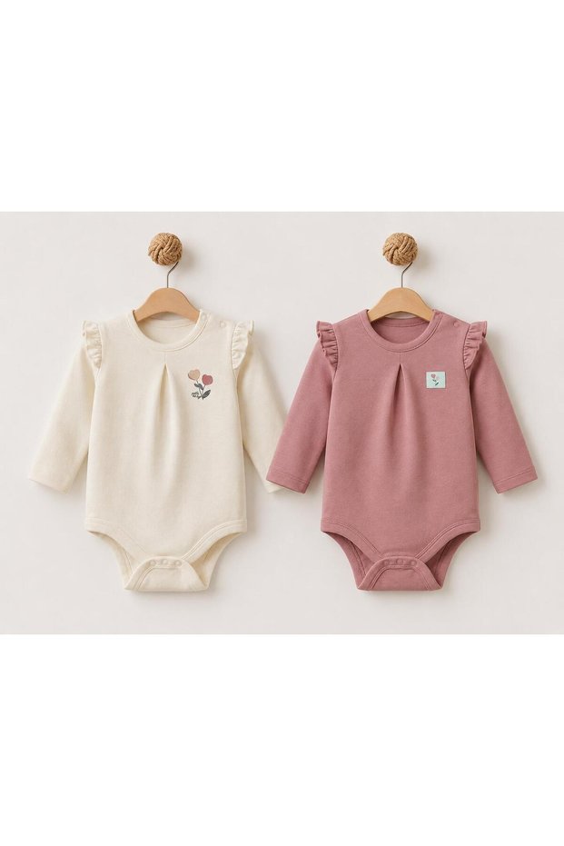 Baby 2-Pack Long Sleeve Bodysuit 100% Organic Cotton, Baby and Newborn Series - Csy3072