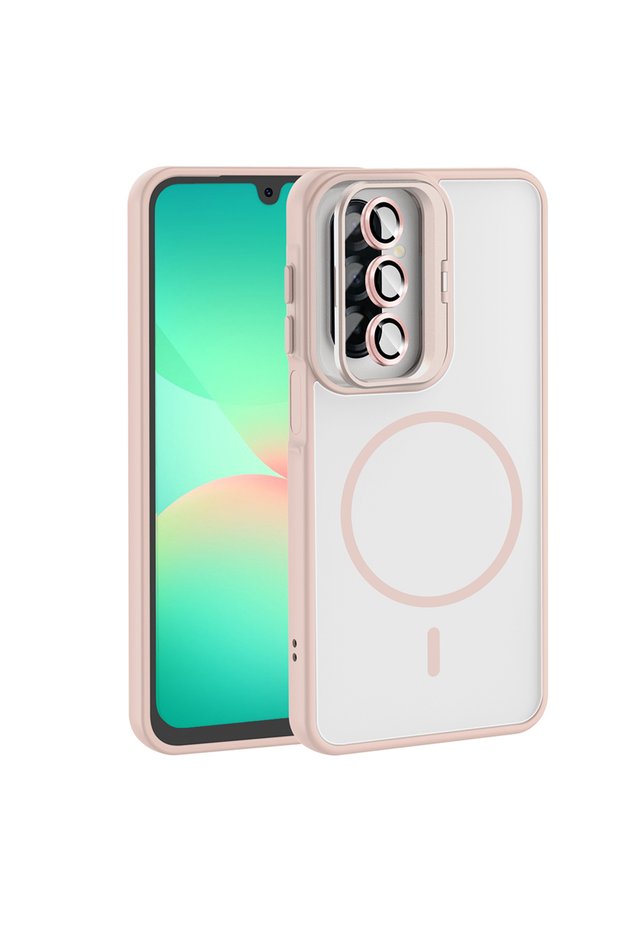 Galaxy A17 Case with Camera Stand Magsafe Supported Transparent Back Face Silicone Tkng