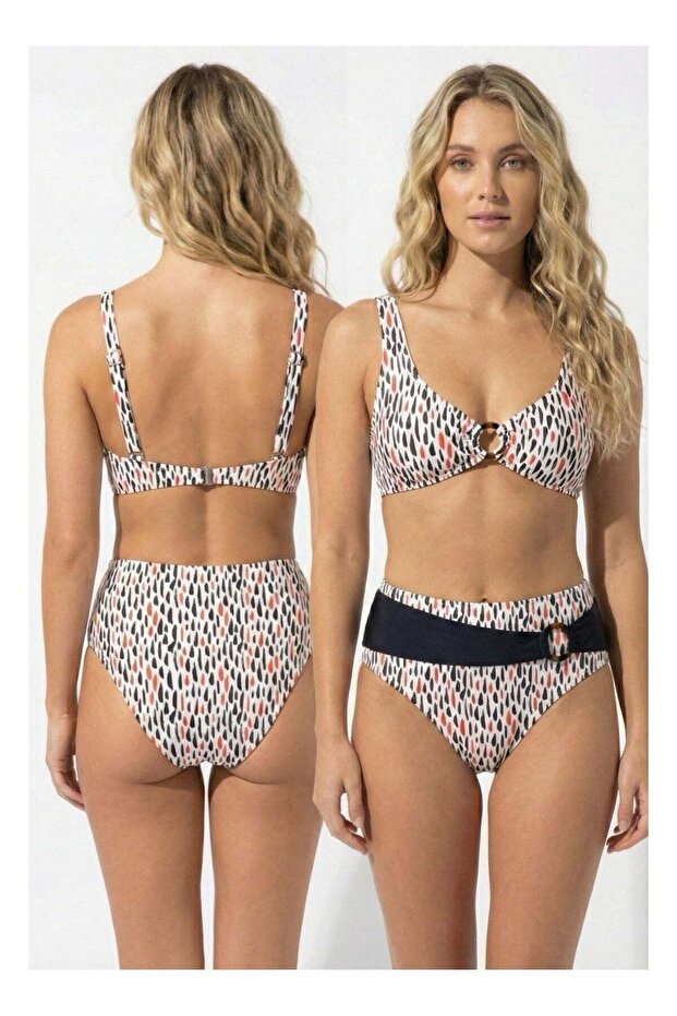 Bikini Printed O-Ring Set (White/BlackRed Dot)