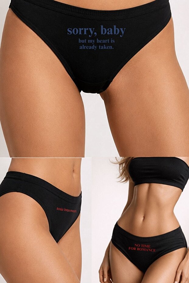 Women's Lycra Bamboo Slip 3-Pack Midnight Mood Printed Black – Breathable Fabric, Soft Touch