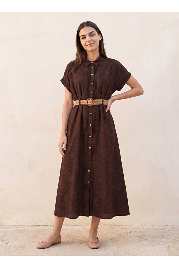 EMBROIDERY PRINT SHIRT DRESS