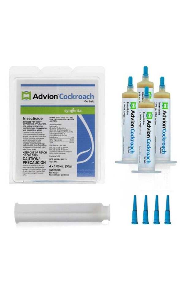 ADVISION Advion Cockroach Gel Bait, 4 Tubes x 30-Grams, 1 Plunger and 4 Tips