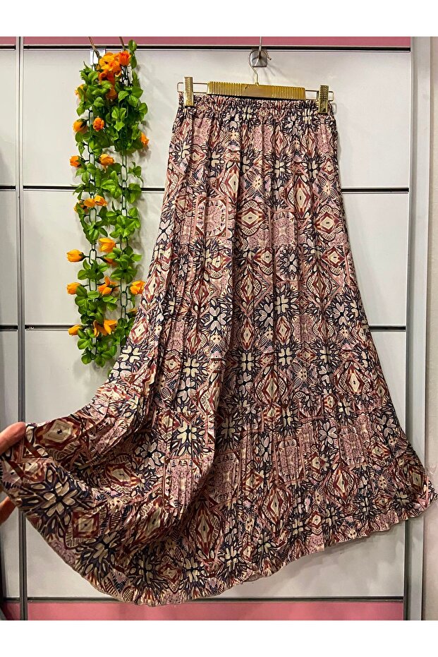Patterned Woven Viscose Fabric Skirt