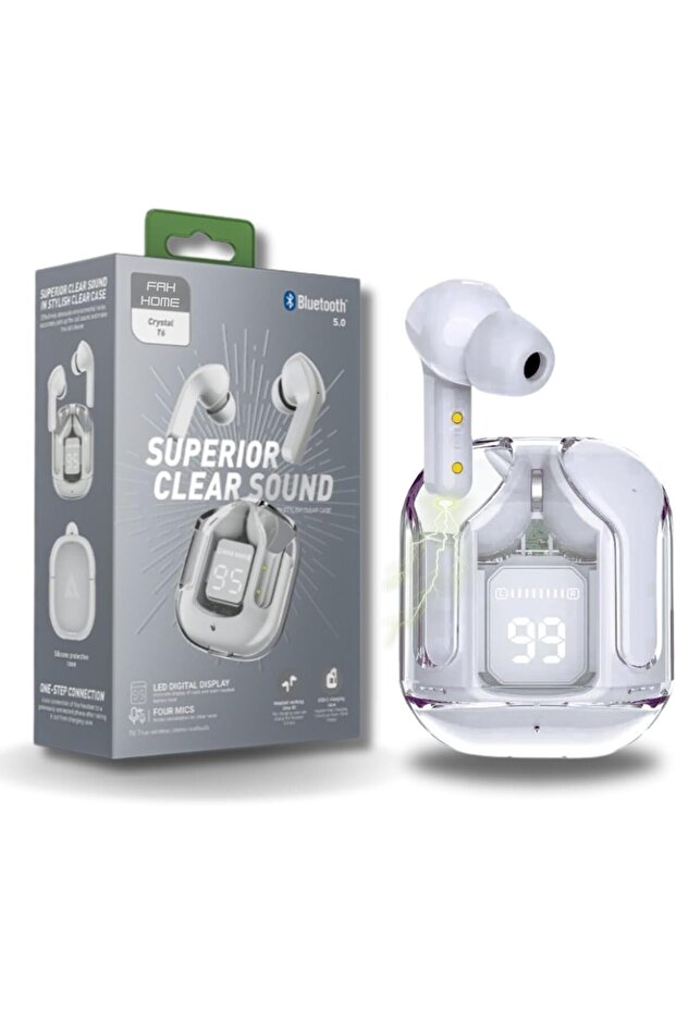 5.3 Wireless Bluetooth Transparent Earbuds- Noise Reduction Cordless Earbuds With Microphone