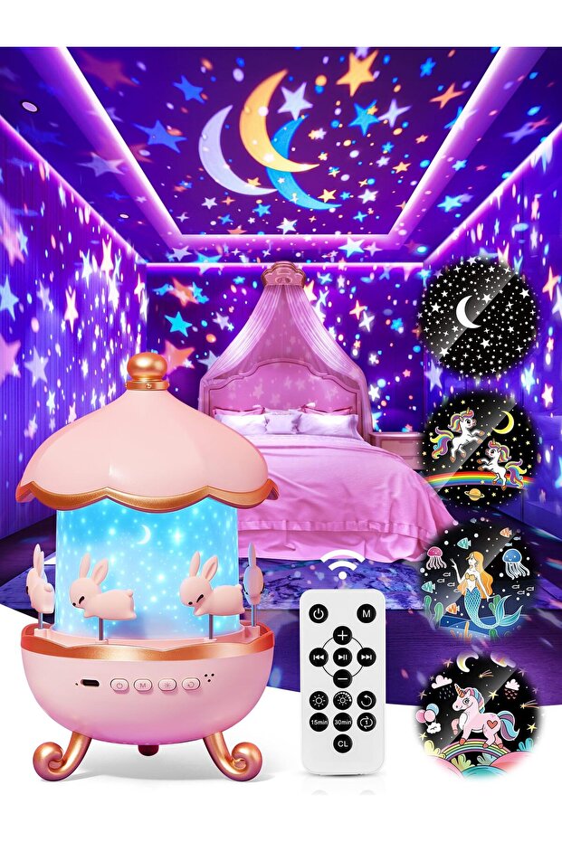 Bunny Carousel Star Projector Night Light & Music Box
