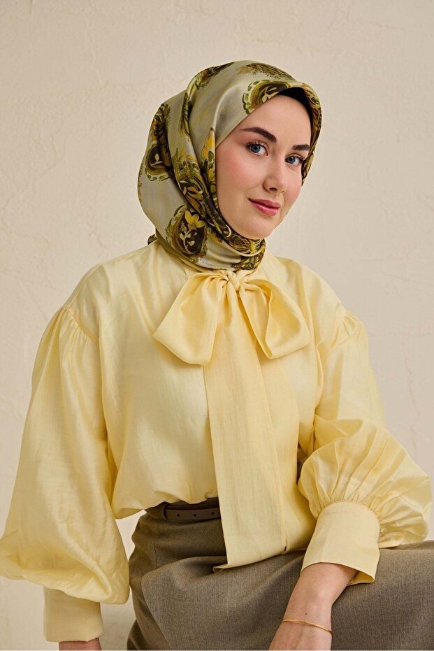 Twill Silk Scarf Shawl Pattern Mold Green 90X90