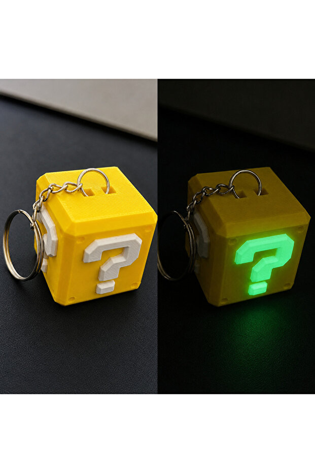 Glow-In-The-Dark Super Mario Question Block Keychain - Color May Vary
