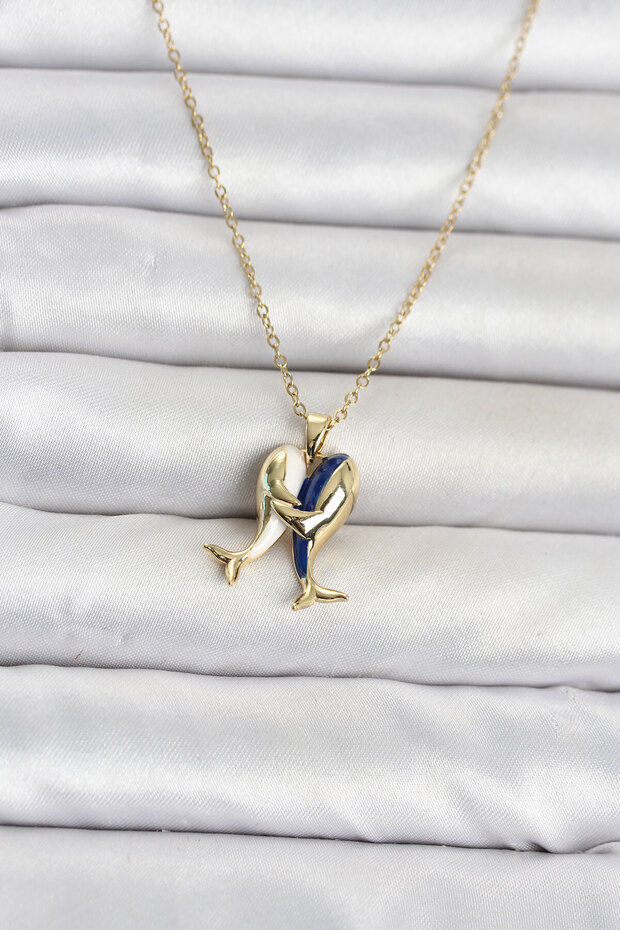 Dolphin Women's Necklace with Golden Steel Chain for Elegant Necks