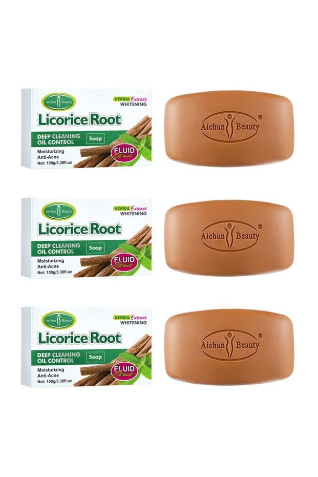 Licorice Root Extract Face Wash Soap Deeply Nourishing Skin Oil Control 100g - Pack of 3