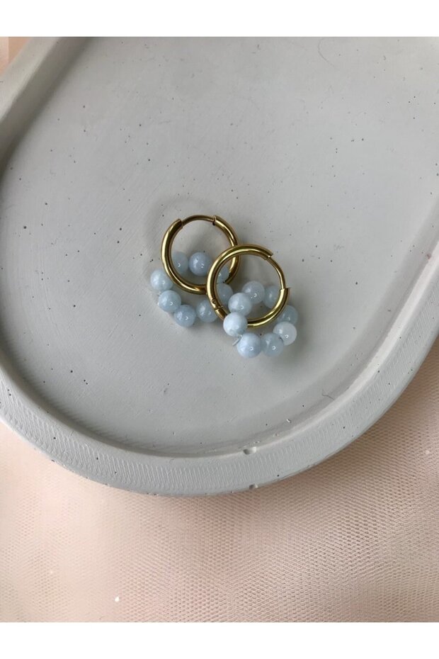 Steel Aquamarine Earrings