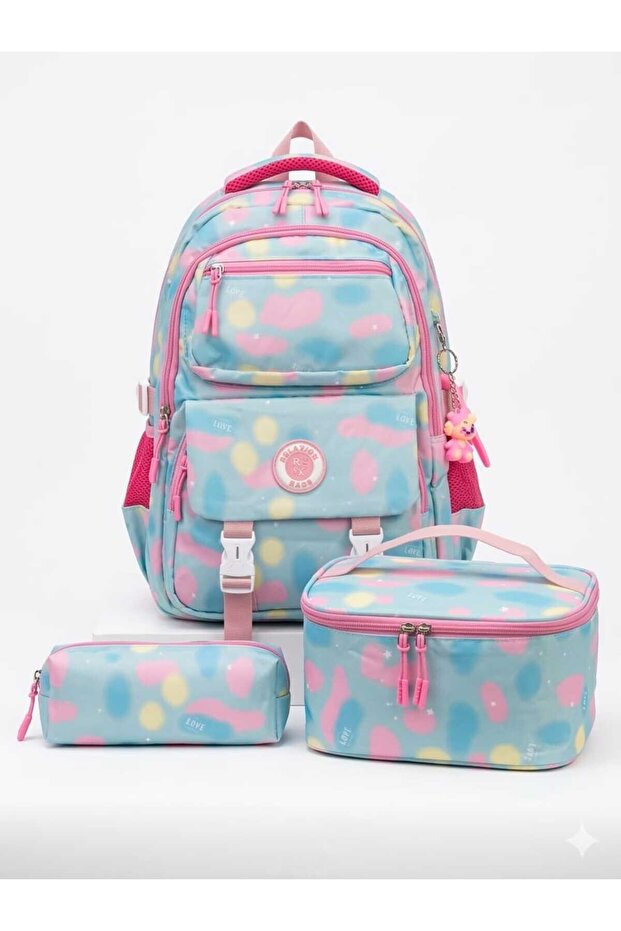 Relaxio3-Piece Set with Accessories for Girls, Pencil Holder and Lunch Bag Backpack 1910-2