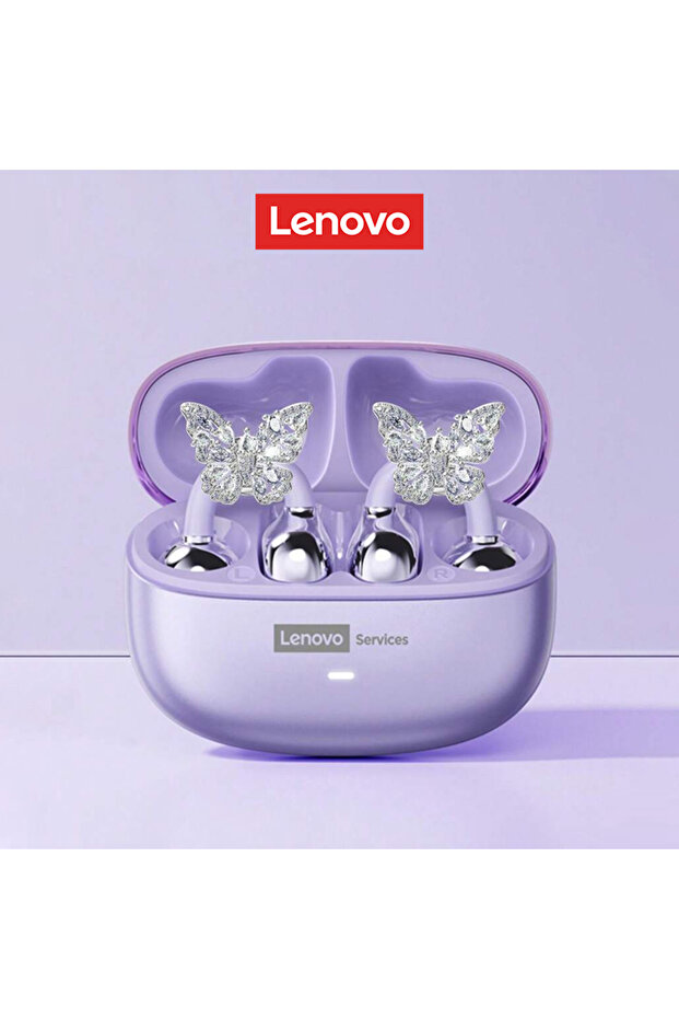 Lenovo Purple Set A Choice Lenovo LE302 Ear Clip Earbuds with Accessories Wireless Bluetooth 6.0 Spo