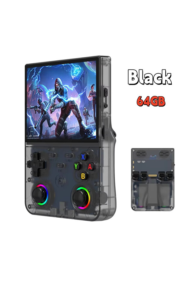 black-64G 2026 New R36 Ultra X Retro Video Game Console 4.5-inch IPS Display Linux Open Source Syste
