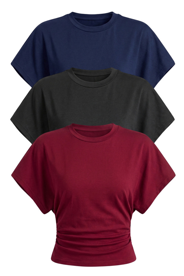 Women's Bat Sleeve Blouse Cotton 3-Piece Blouse