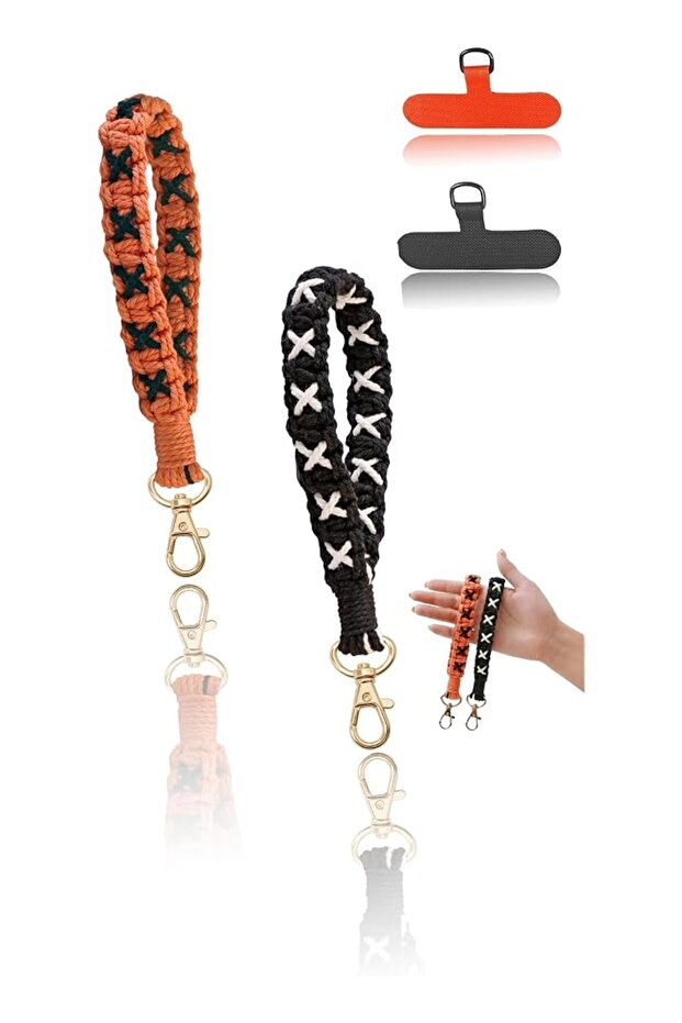 Chic Hand Woven Wrist Strap Key Ring - Stylish Phone Charm, Keychain & Universal Connector for Easy Hands-Free Use